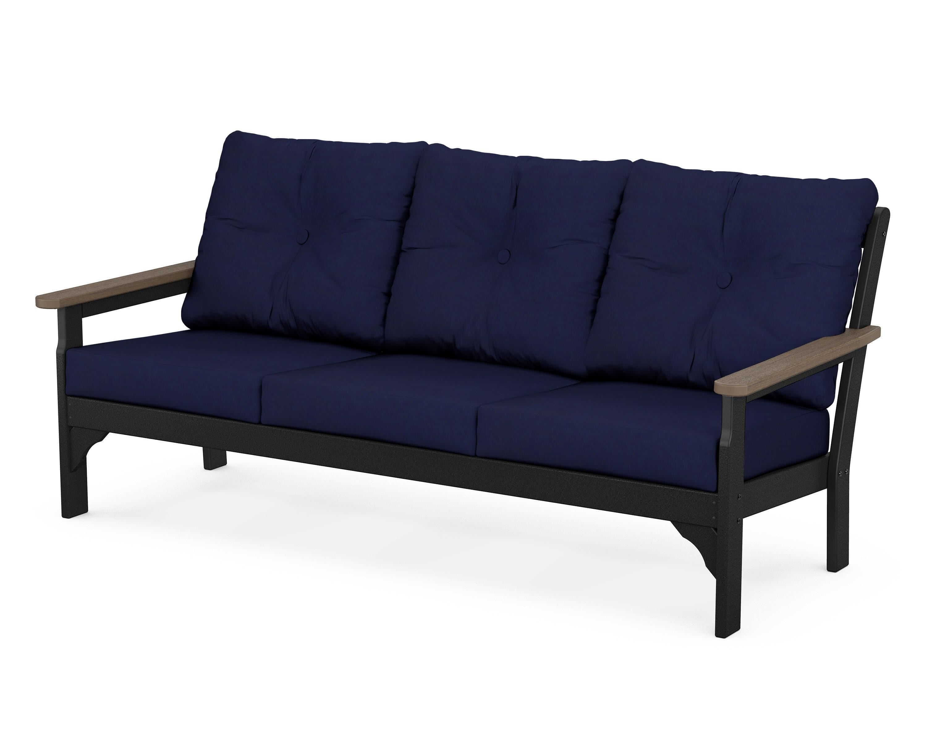 POLYWOOD® Vineyard Deep Seating Sofa in Black / Kona / Navy