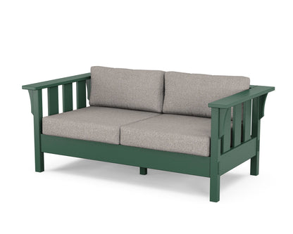 Martha Stewart by POLYWOOD® Acadia Deep Seating Loveseat in Green / Weathered Tweed