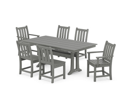 POLYWOOD® Traditional Garden 7-Piece Farmhouse Dining Set With Trestle Legs in Slate Grey