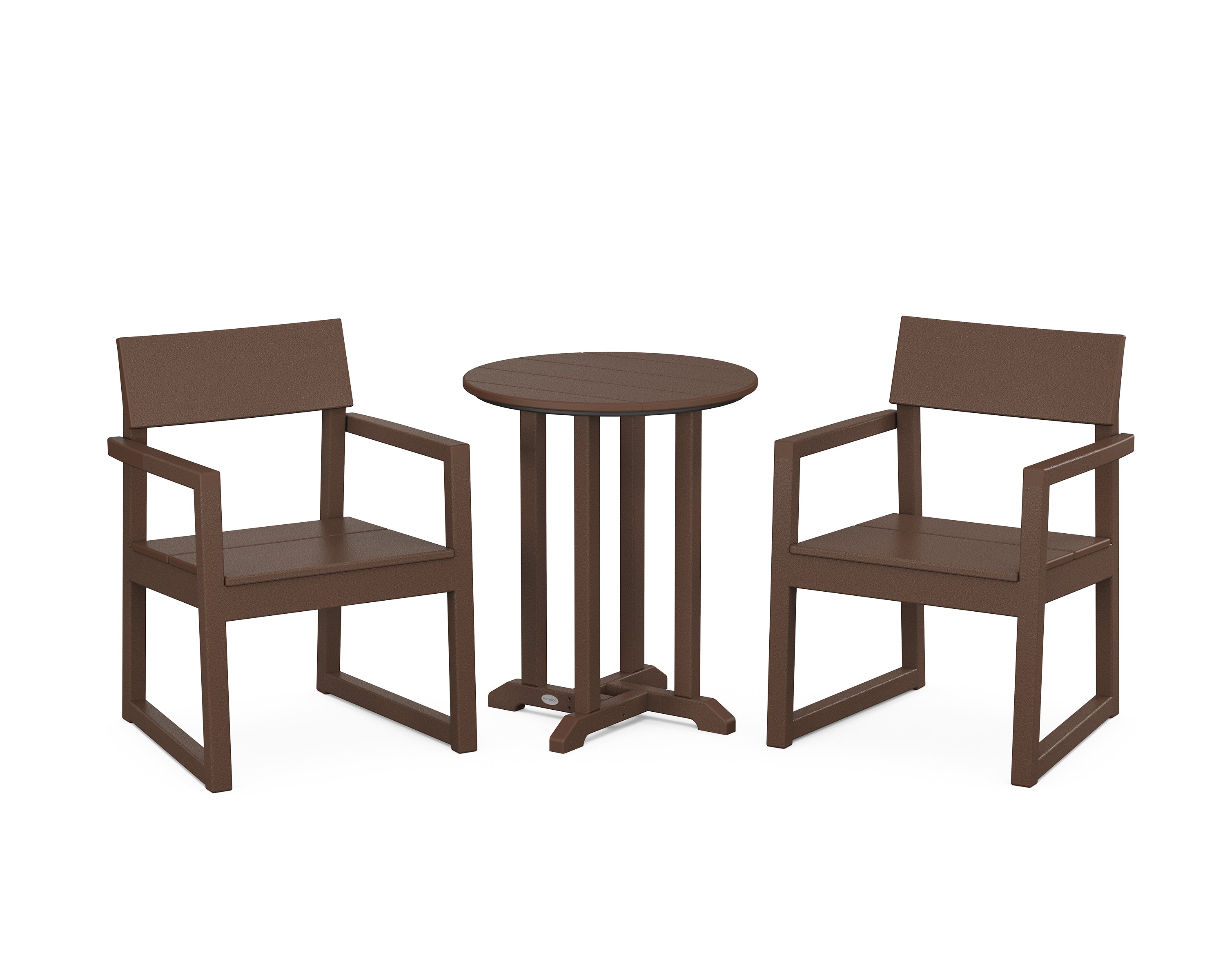 POLYWOOD® EDGE 3-Piece Round Bistro Dining Set in Mahogany