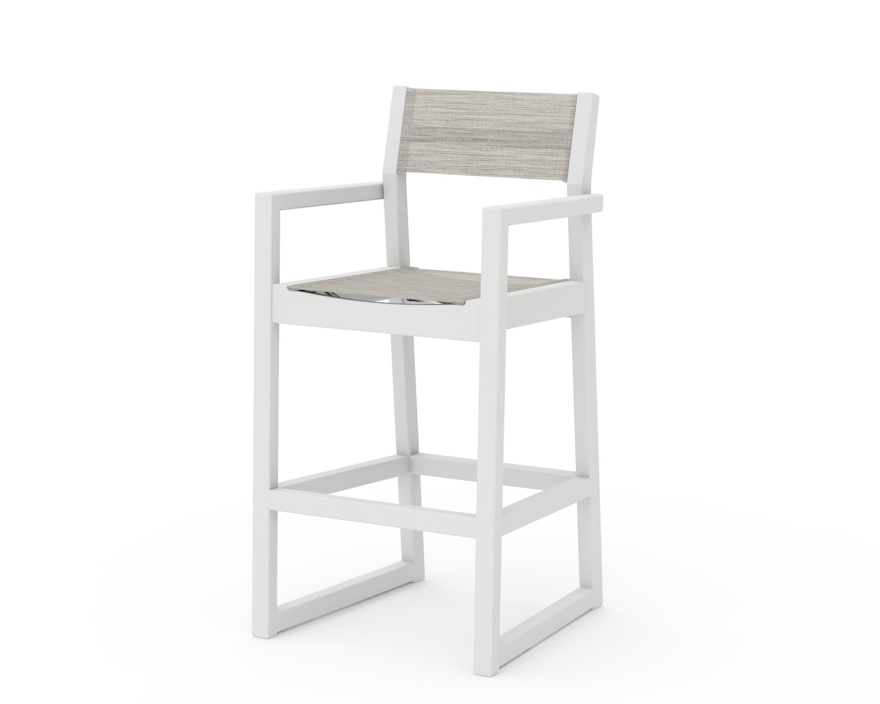 POLYWOOD® EDGE Sling Bar Arm Chair in White / Birch Sling