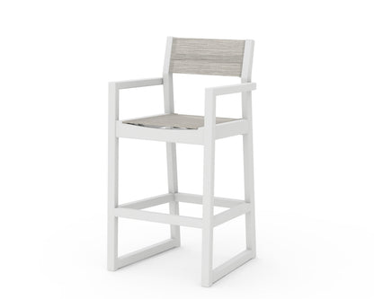 POLYWOOD® EDGE Sling Bar Arm Chair in White / Birch Sling