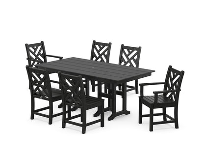 POLYWOOD® Chippendale 7-Piece Farmhouse Dining Set in Black
