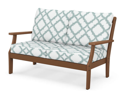 POLYWOOD® Braxton Deep Seating Loveseat in Teak / Trellis Glacier Spa