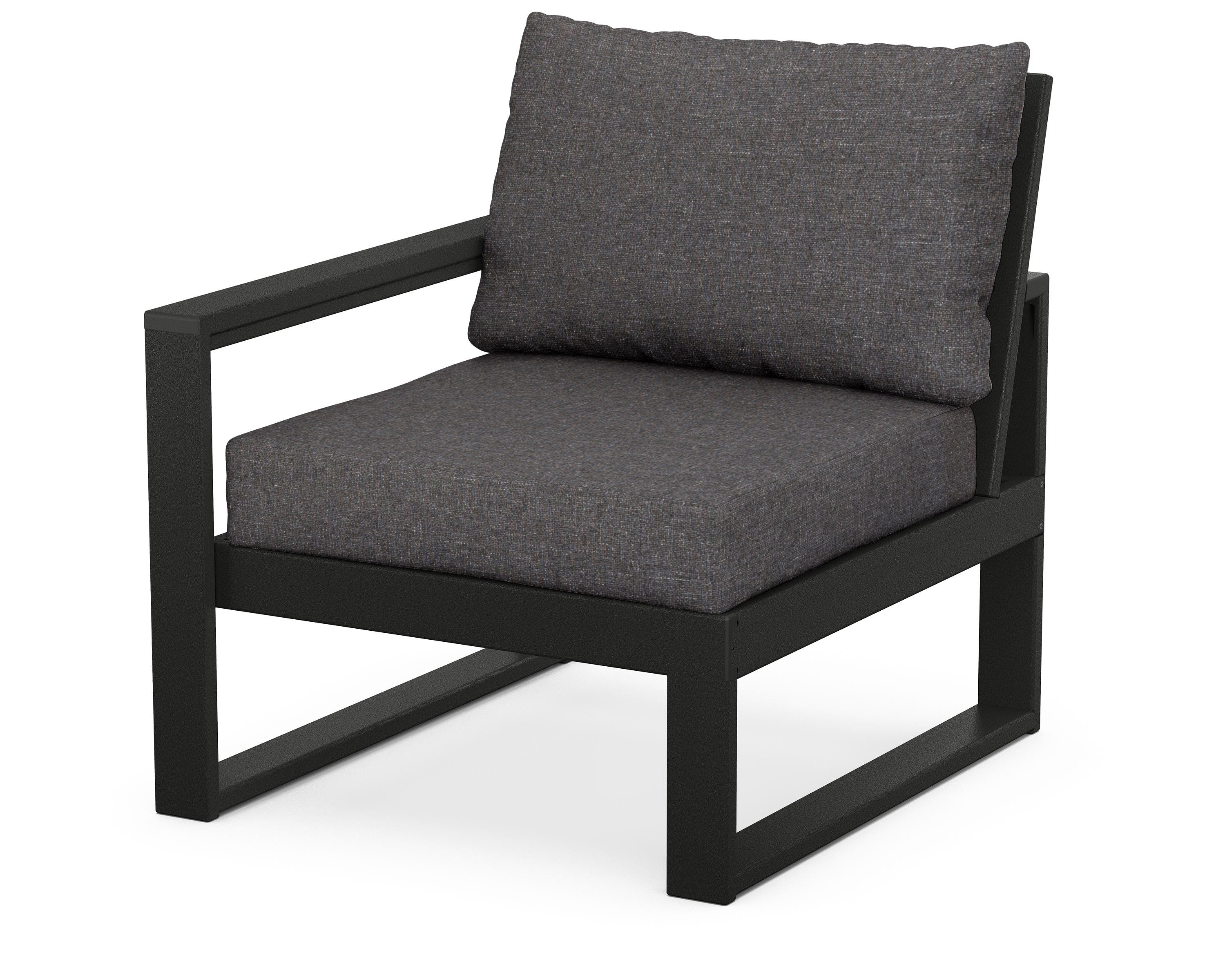 POLYWOOD® EDGE Modular Left Arm Chair in Black / Ash Charcoal