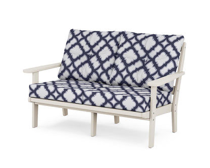 POLYWOOD® Mission Deep Seating Loveseat in Sand / Trellis Navy