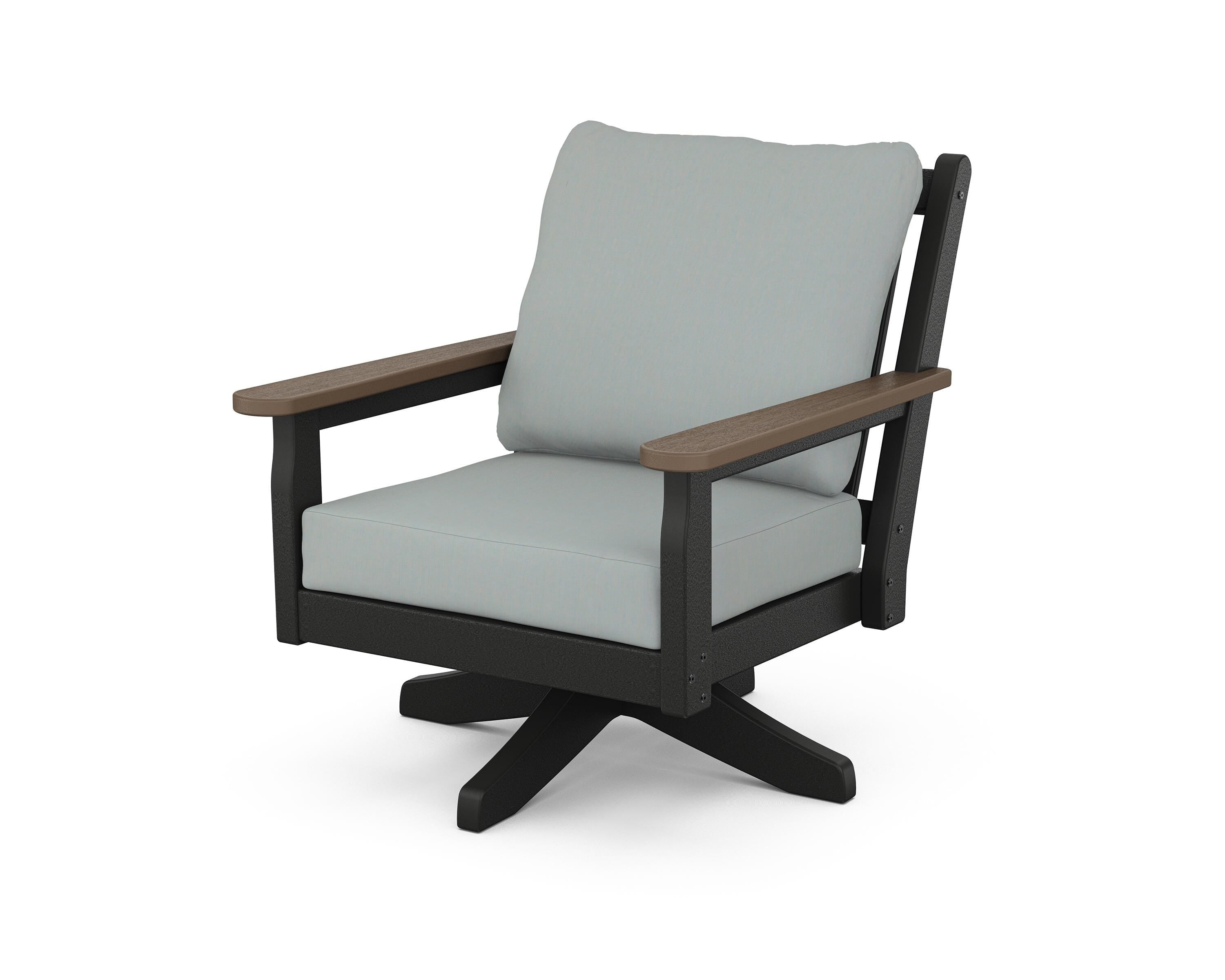 POLYWOOD® Chippendale Deep Seating Swivel Chair in Black / Kona / Spa