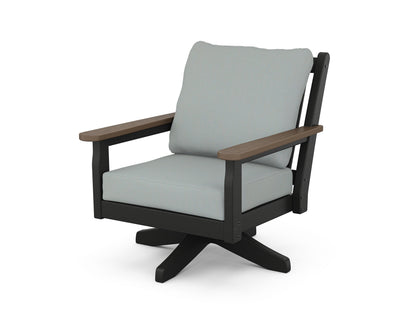 POLYWOOD® Chippendale Deep Seating Swivel Chair in Black / Kona / Spa