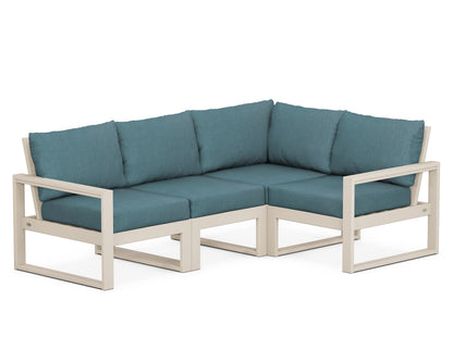 POLYWOOD® EDGE 4-Piece Modular Deep Seating Set in Sand / Ocean Teal