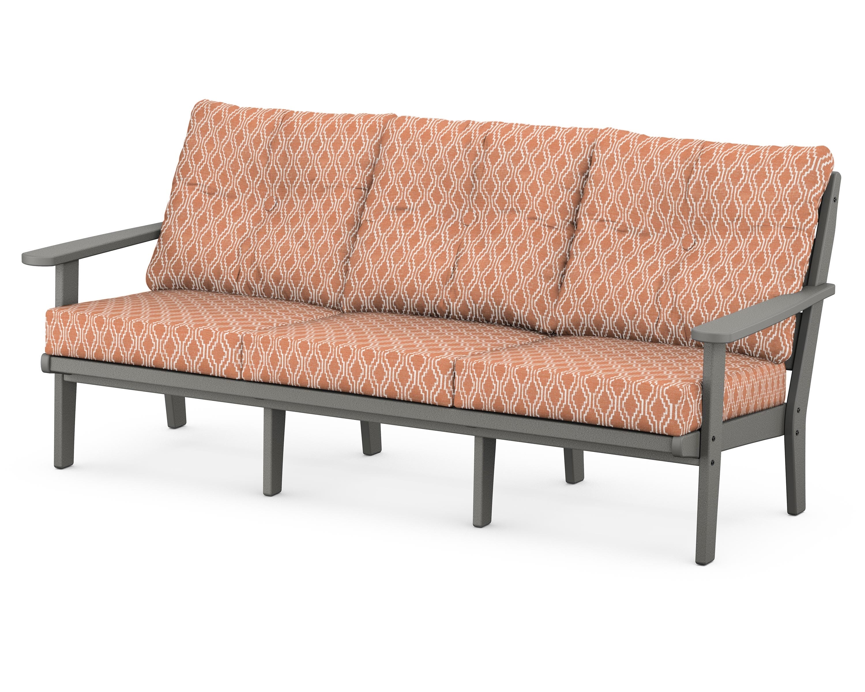 POLYWOOD® Lakeside Deep Seating Sofa in Slate Grey / Solve Clay