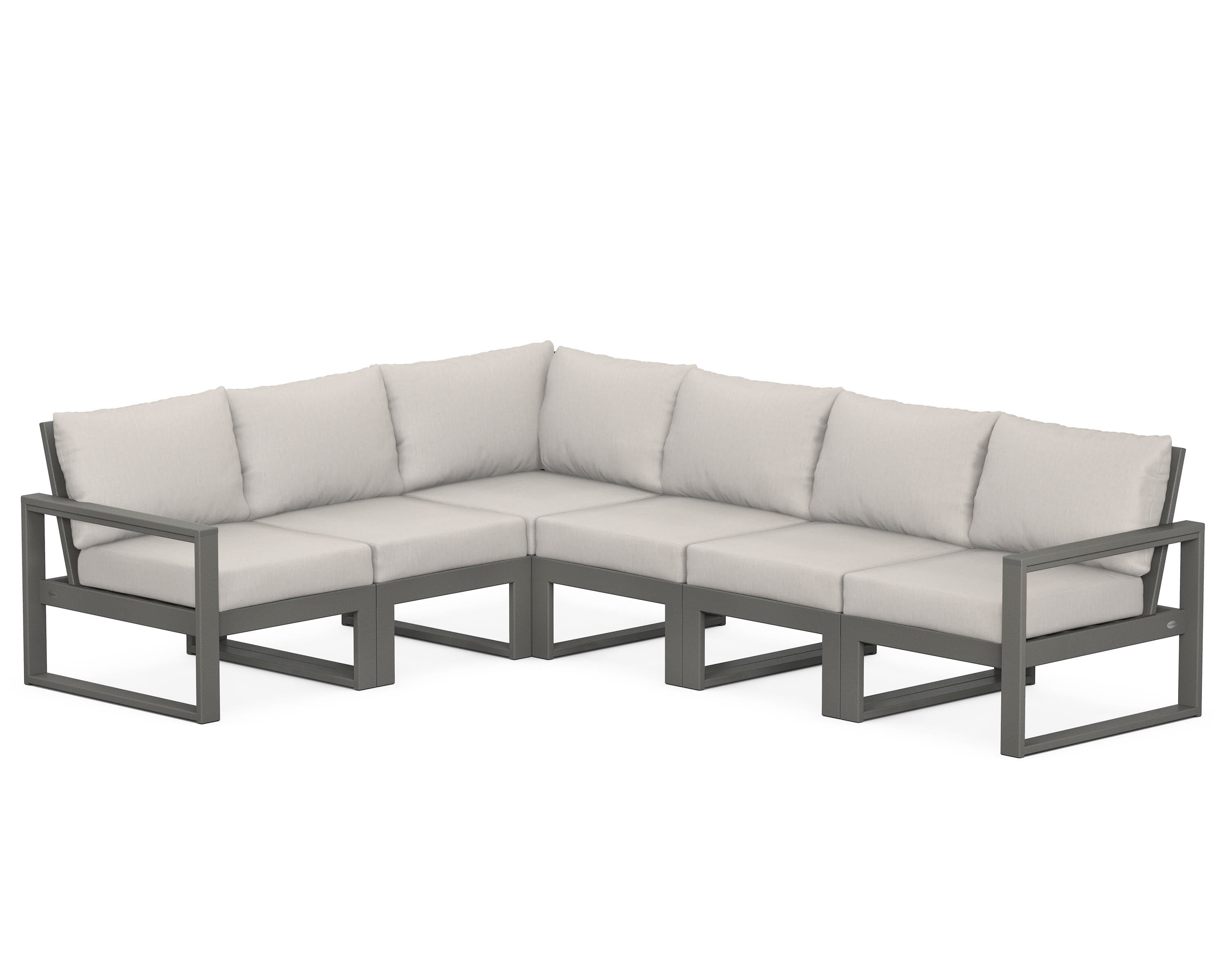 POLYWOOD® EDGE 6-Piece Modular Deep Seating Set in Slate Grey / Cast Ash