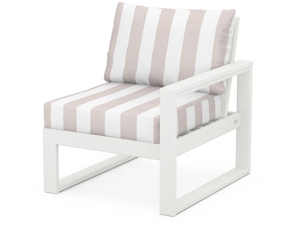 POLYWOOD® EDGE Modular Right Arm Chair in Vintage White / Cabana Stripe Dune Burlap