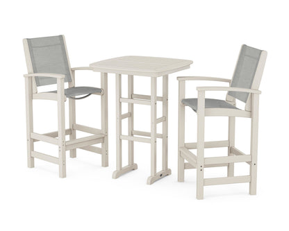 POLYWOOD® Coastal 3-Piece Bar Set in Sand / Metallic Sling