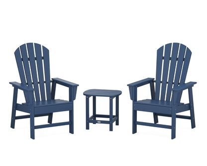 POLYWOOD® South Beach Casual Chair 3-Piece Set with 18" South Beach Side Table in Navy