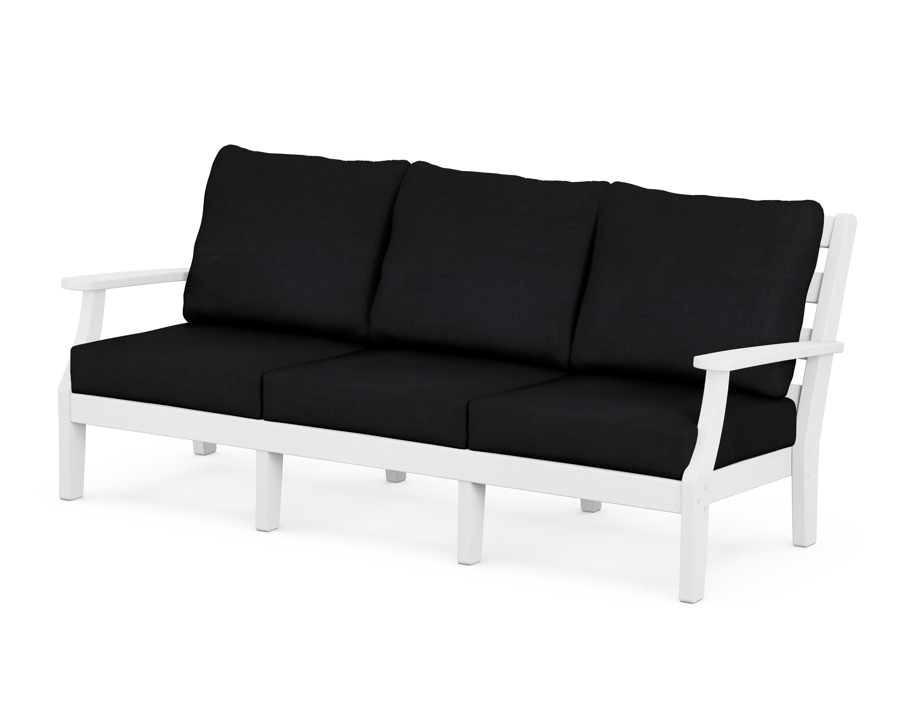 POLYWOOD® Chesapeake Deep Seating Sofa in White / Midnight Linen