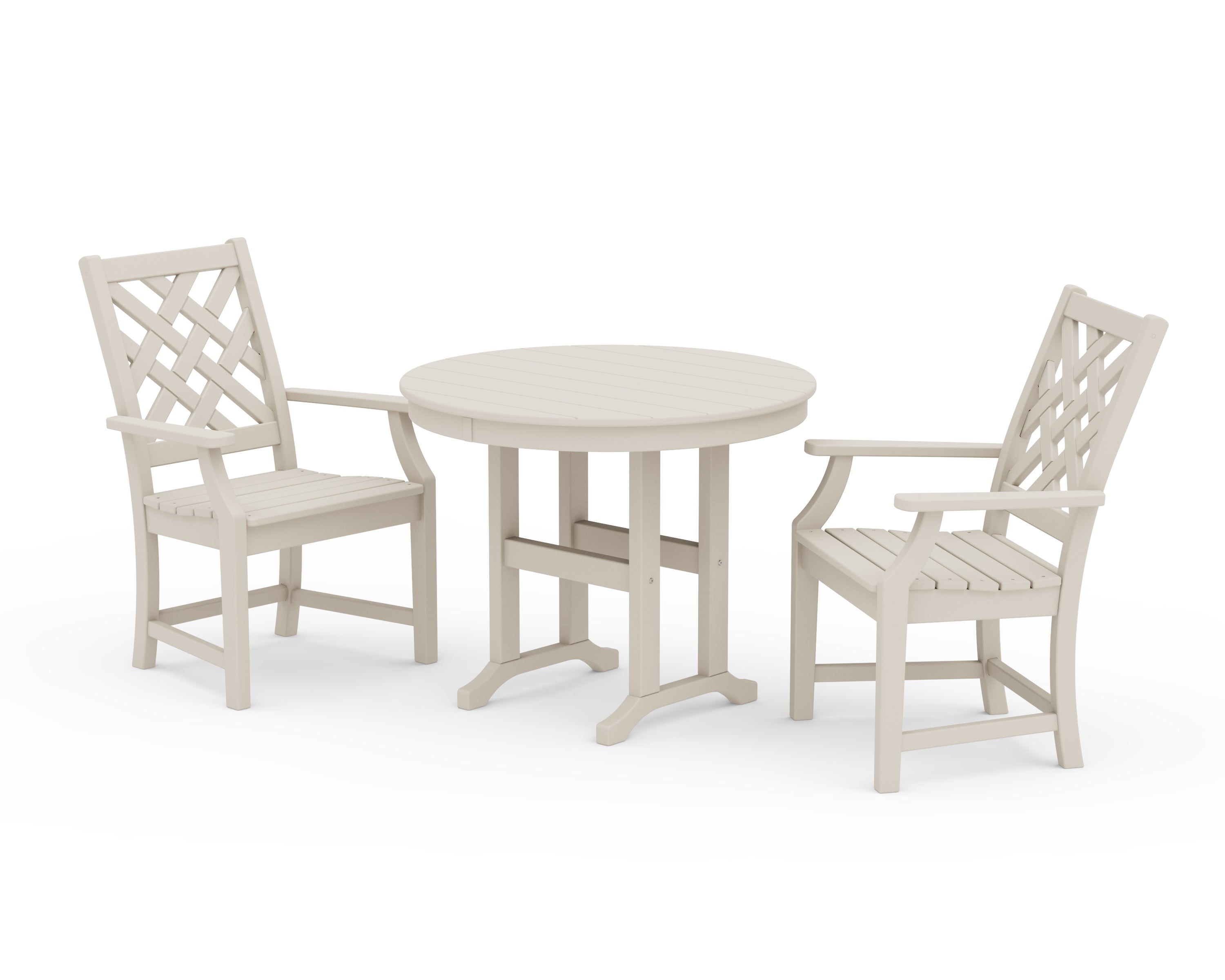 POLYWOOD® Wovendale 3-Piece Farmhouse Dining Set in Sand