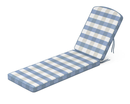 Martha Stewart by POLYWOOD® Chinoiserie Chaise Cushion in Buffalo Plaid Sky Blue