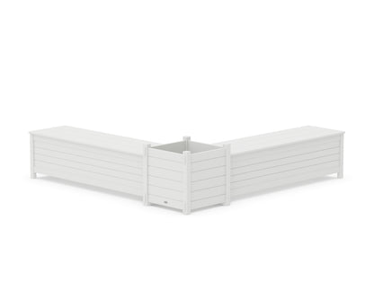 POLYWOOD® 60" Nautical L- Shaped Planter Storage Bench Set- Large in White