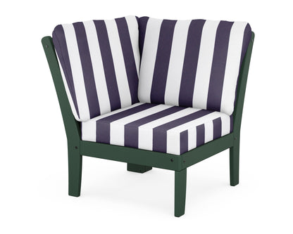 POLYWOOD® Braxton Modular Corner Chair in Green / Cabana Stripe Navy