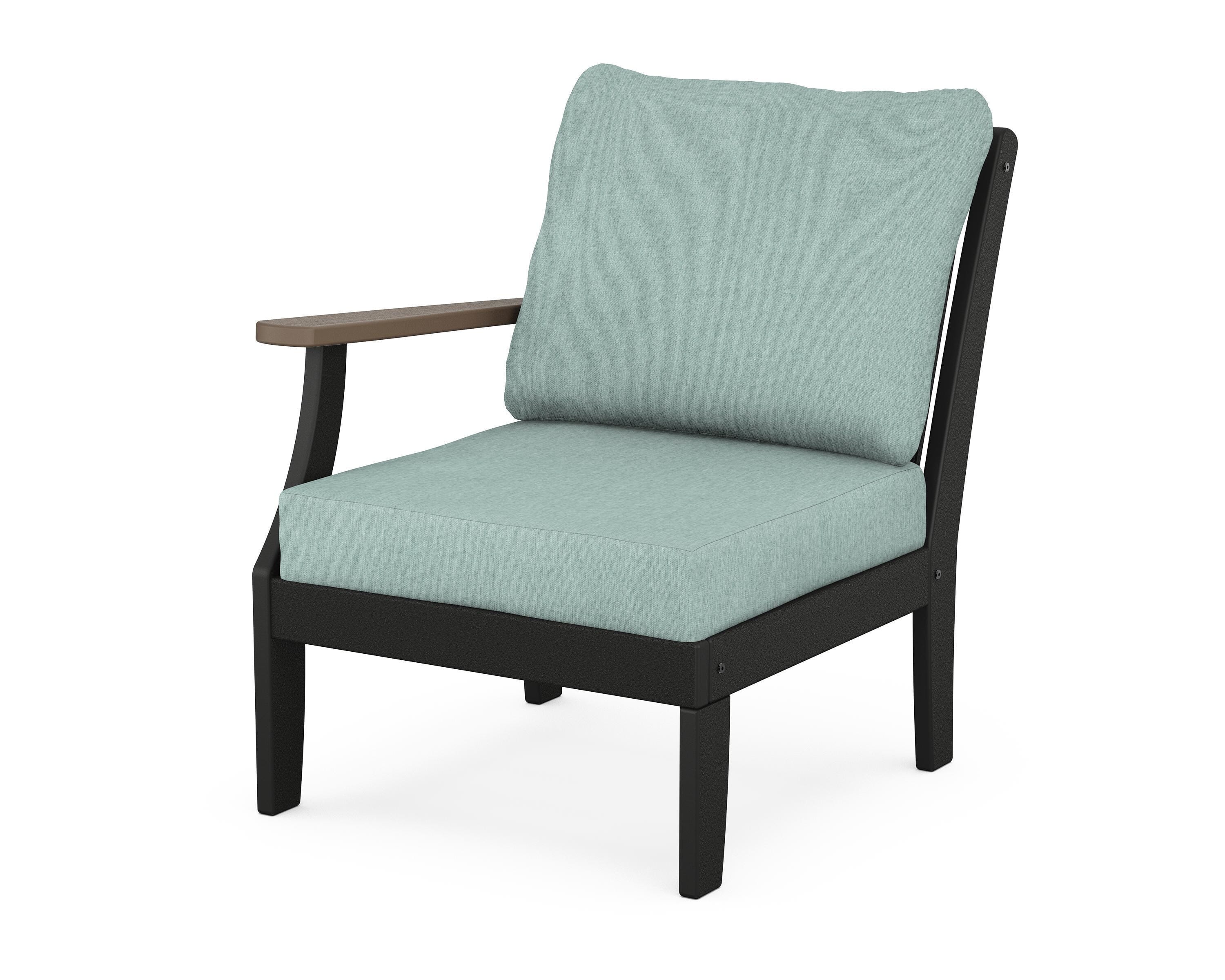 POLYWOOD® Braxton Modular Left Arm Chair in Black / Kona / Glacier Spa