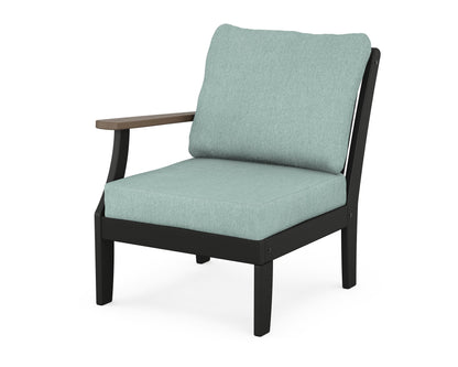 POLYWOOD® Braxton Modular Left Arm Chair in Black / Kona / Glacier Spa