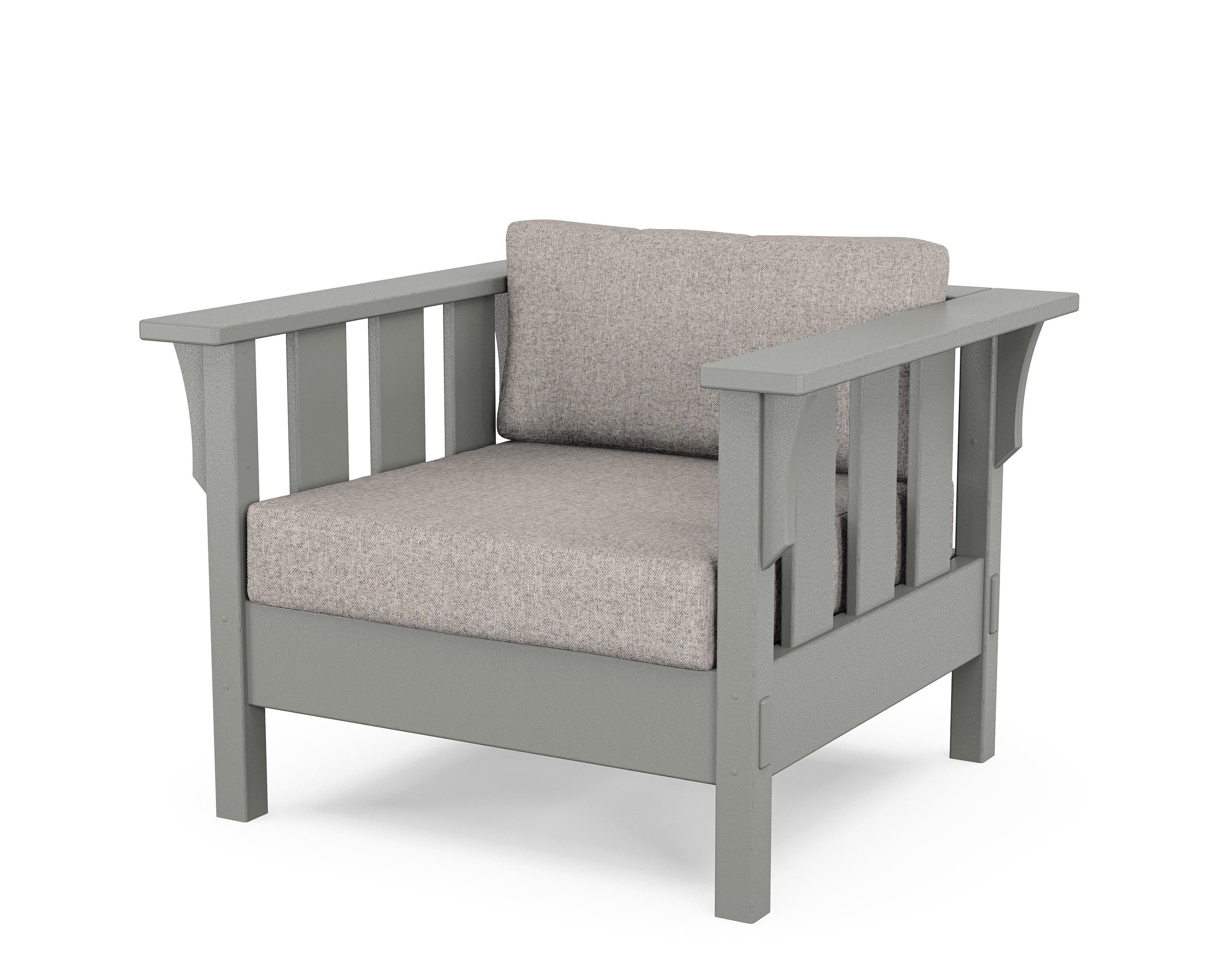 Martha Stewart by POLYWOOD® Acadia Deep Seating Chair in Slate Grey / Weathered Tweed