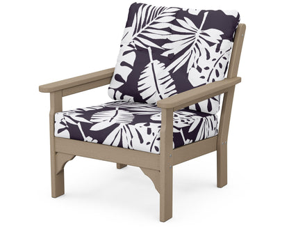 POLYWOOD® Vineyard Deep Seating Chair in Vintage Sahara / Leaf Navy