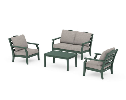 Draper James™ by  POLYWOOD® Savannah 4-Piece Deep Seating Set with Loveseat in Green / Weathered Tweed