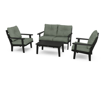POLYWOOD® Lakeside 4-Piece Deep Seating Set in Black / Cast Sage