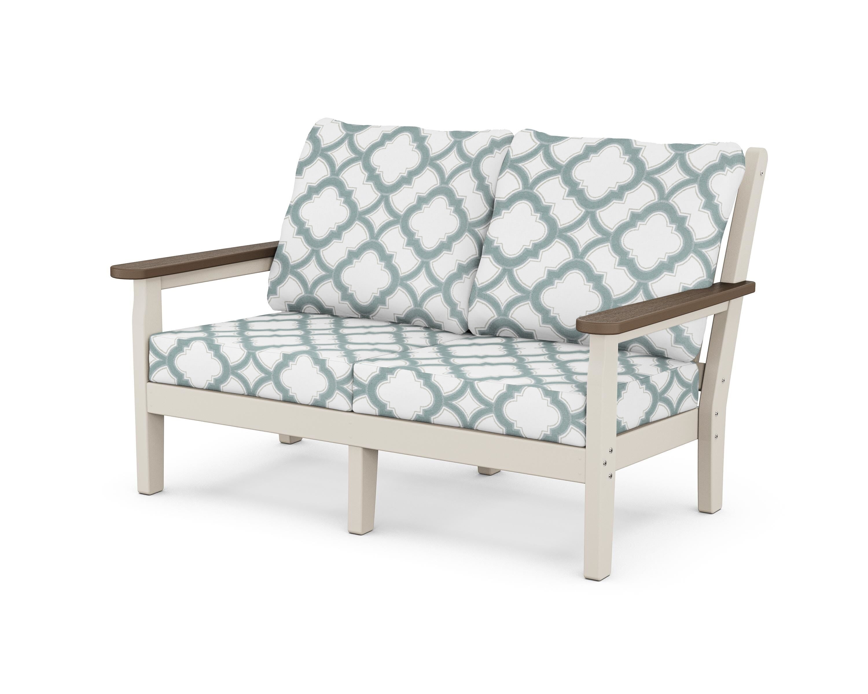 POLYWOOD® Chippendale Deep Seating Loveseat in Sand / Kona / Trellis Glacier Spa