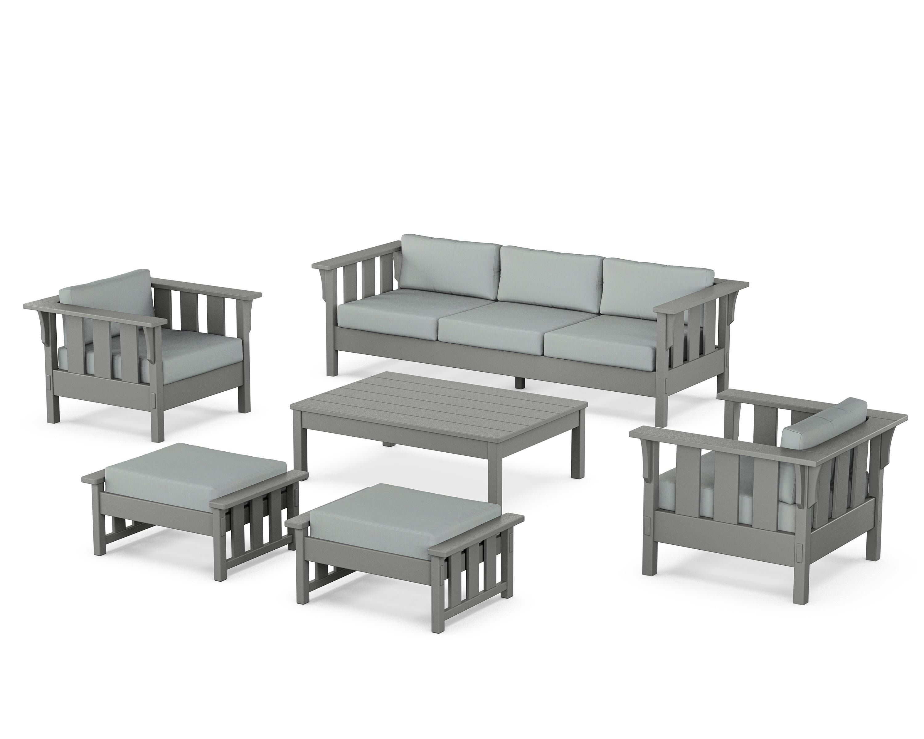 Martha Stewart by POLYWOOD® Acadia 6-Piece Lounge Sofa Set in Slate Grey / Spa