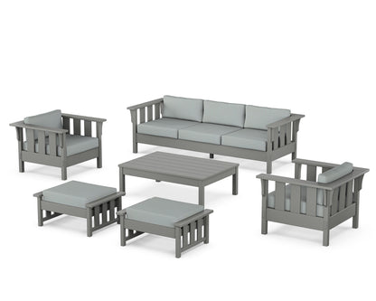 Martha Stewart by POLYWOOD® Acadia 6-Piece Lounge Sofa Set in Slate Grey / Spa
