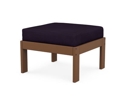 POLYWOOD® Vineyard Modular Ottoman in Teak / Navy Linen