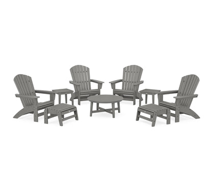 POLYWOOD® Nautical Grand Adirondack 9-Piece Conversation Set in Slate Grey