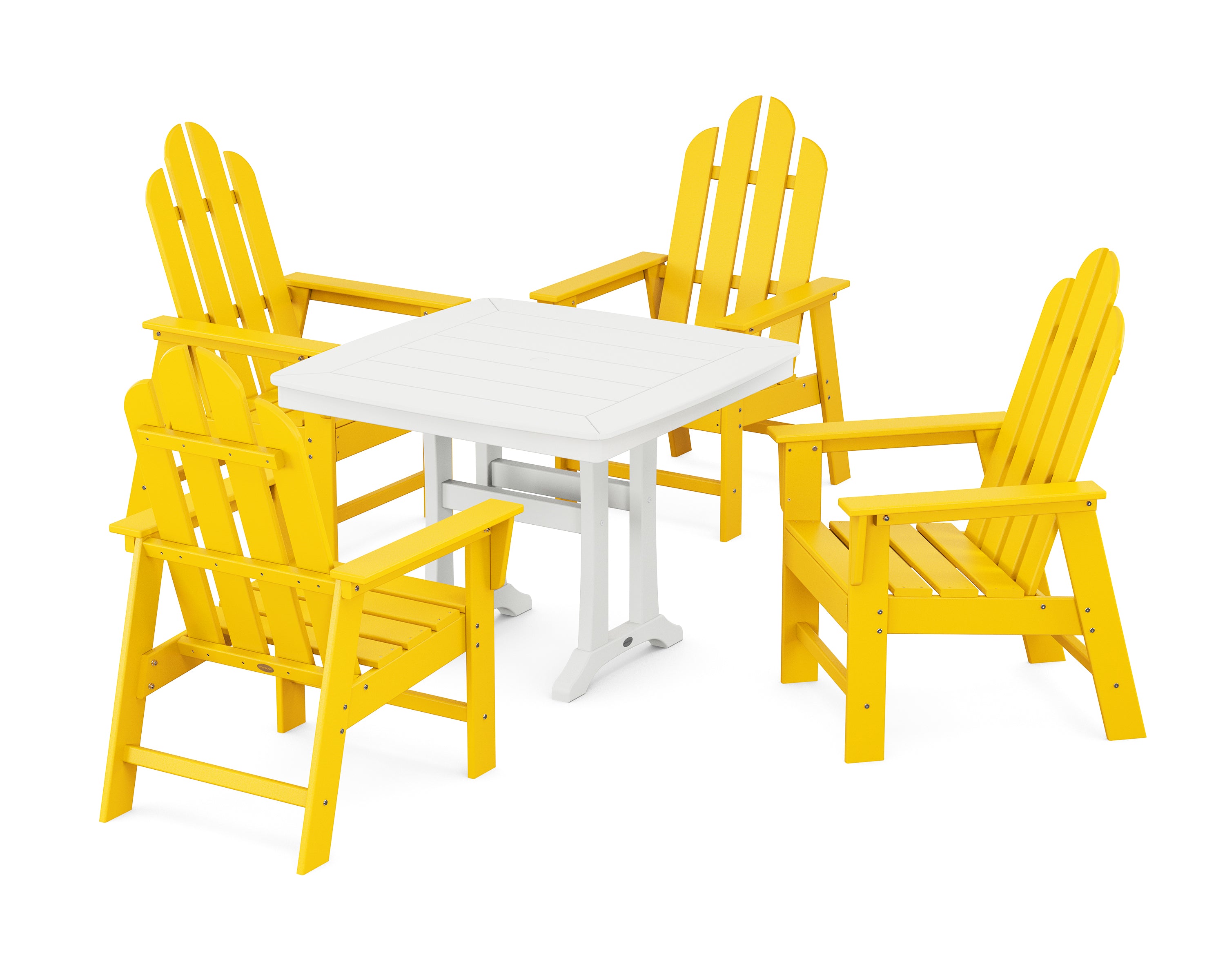 POLYWOOD® Long Island 5-Piece Dining Set with Trestle Legs in Lemon / White