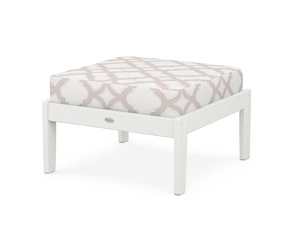 POLYWOOD® Braxton Deep Seating Ottoman in Vintage White / Trellis Dune Burlap