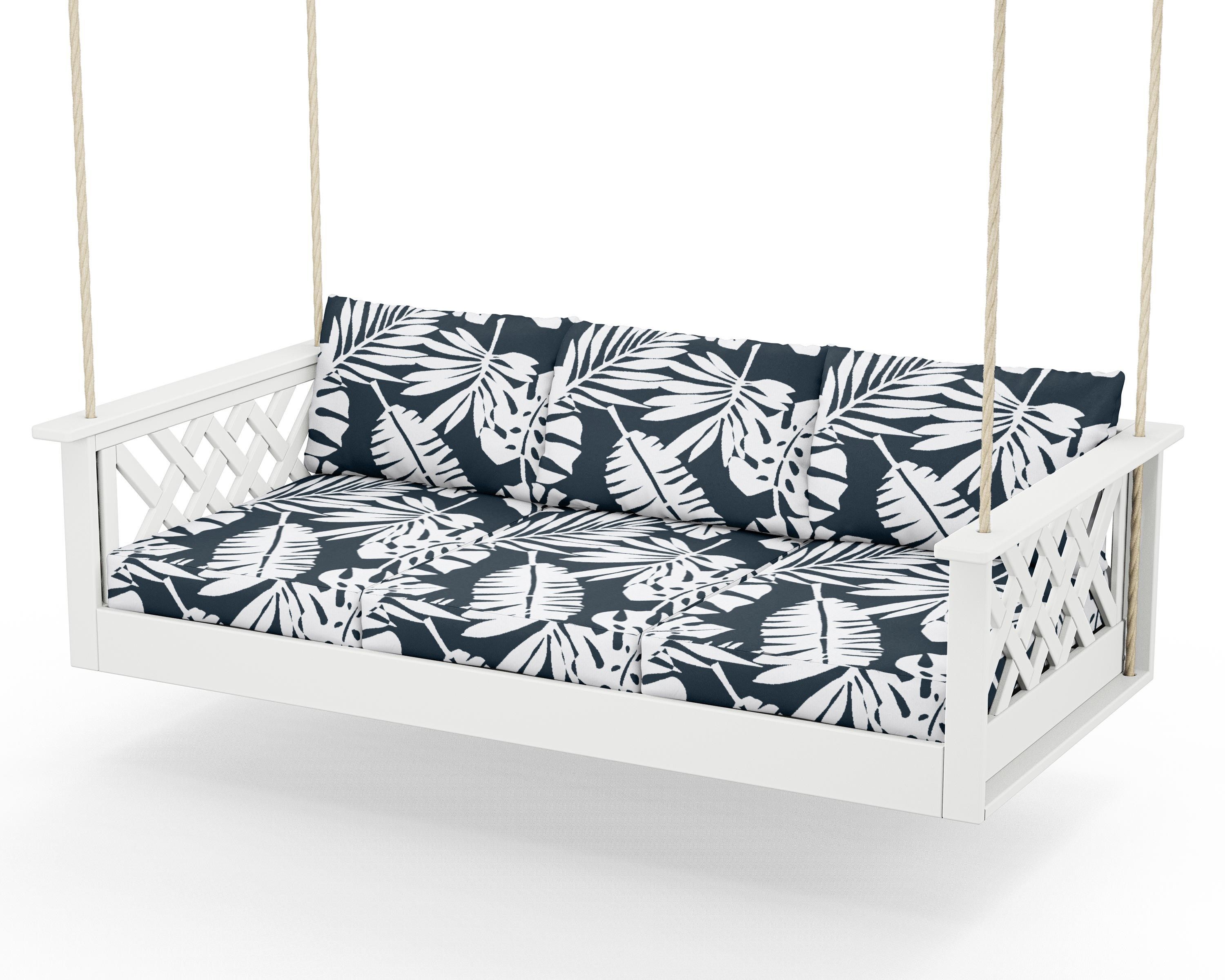 Country Living Wovendale Daybed Swing in White / Leaf Marine Indigo