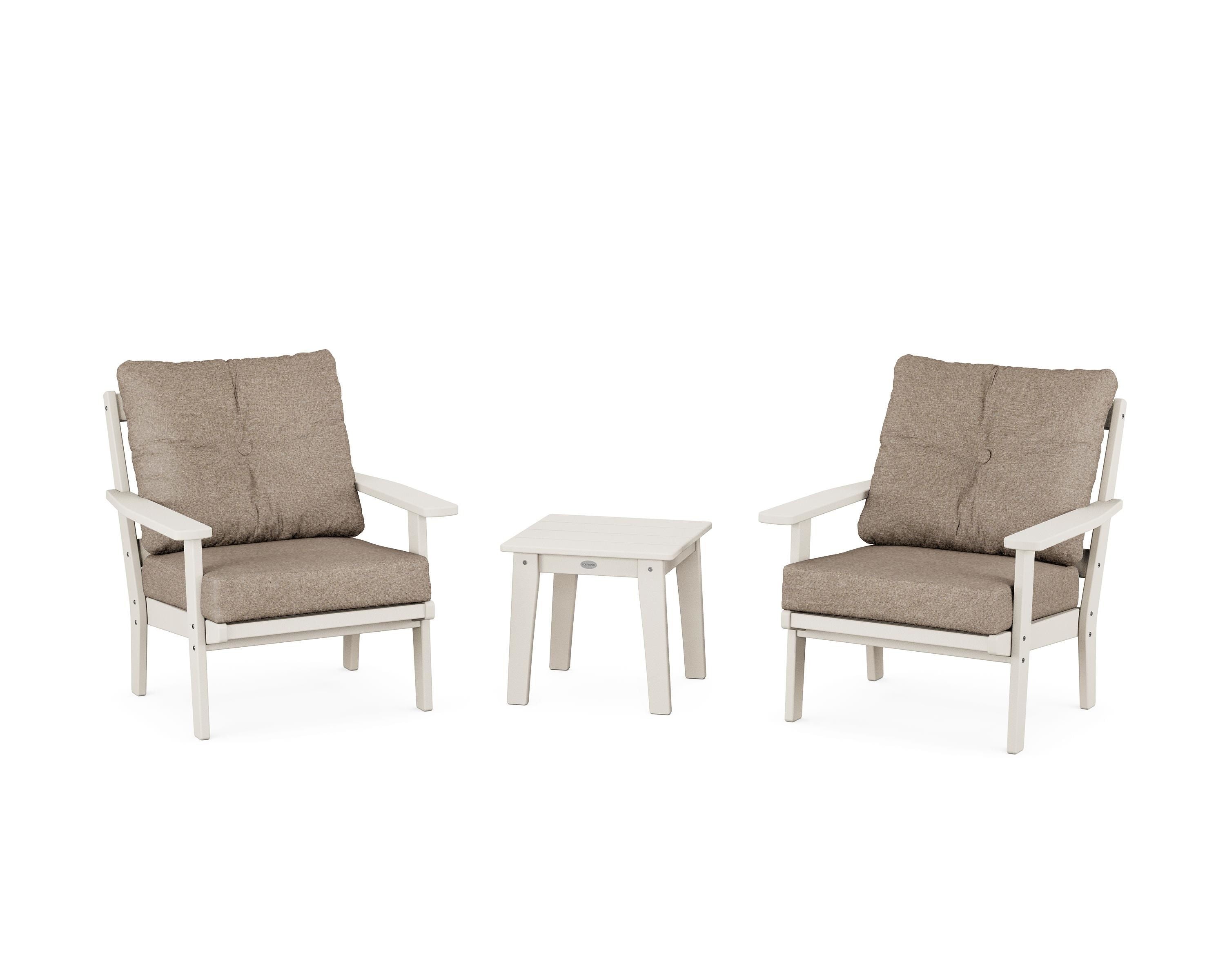 POLYWOOD® Prairie 3-Piece Deep Seating Set in Sand / Spiced Burlap