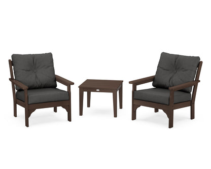 POLYWOOD® Vineyard 3-Piece Deep Seating Set in Mahogany / Spectrum Carbon