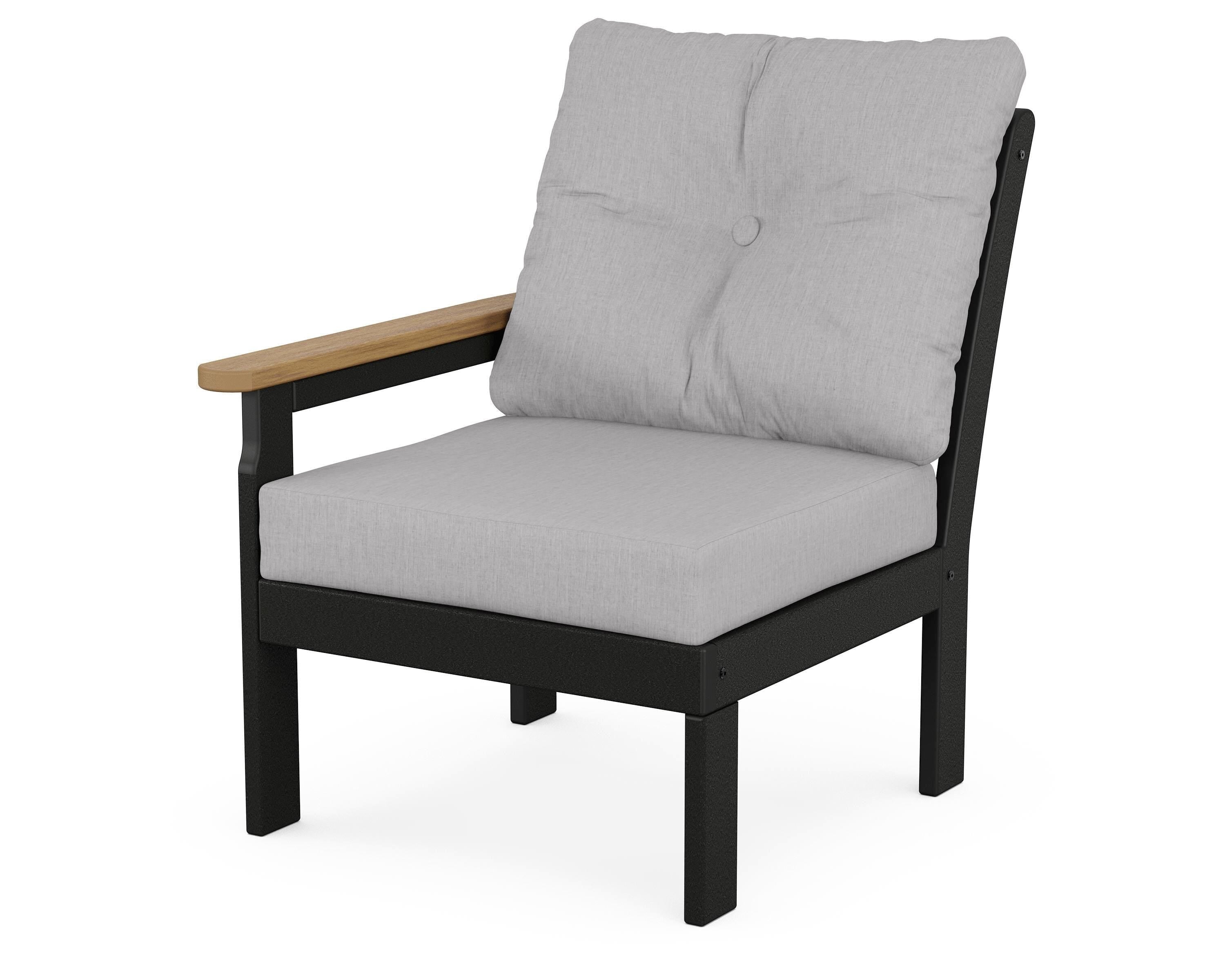 POLYWOOD® Vineyard Modular Left Arm Chair in Black / Natural / Granite