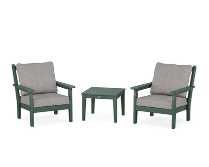 POLYWOOD® Chippendale 3-Piece Deep Seating Set in Green / Grey Mist