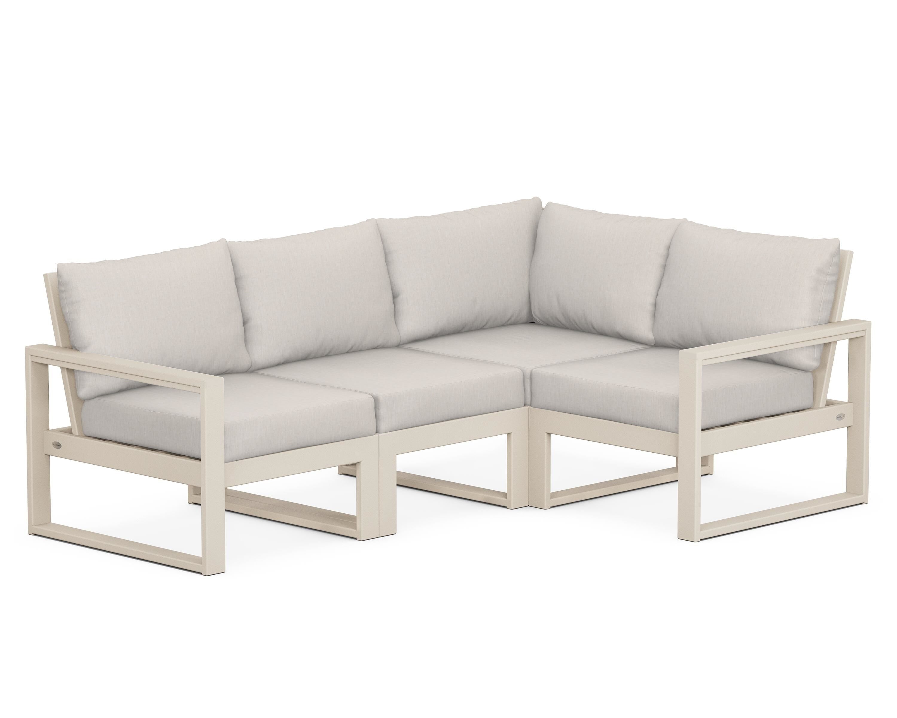 POLYWOOD® EDGE 4-Piece Modular Deep Seating Set in Sand / Cast Ash