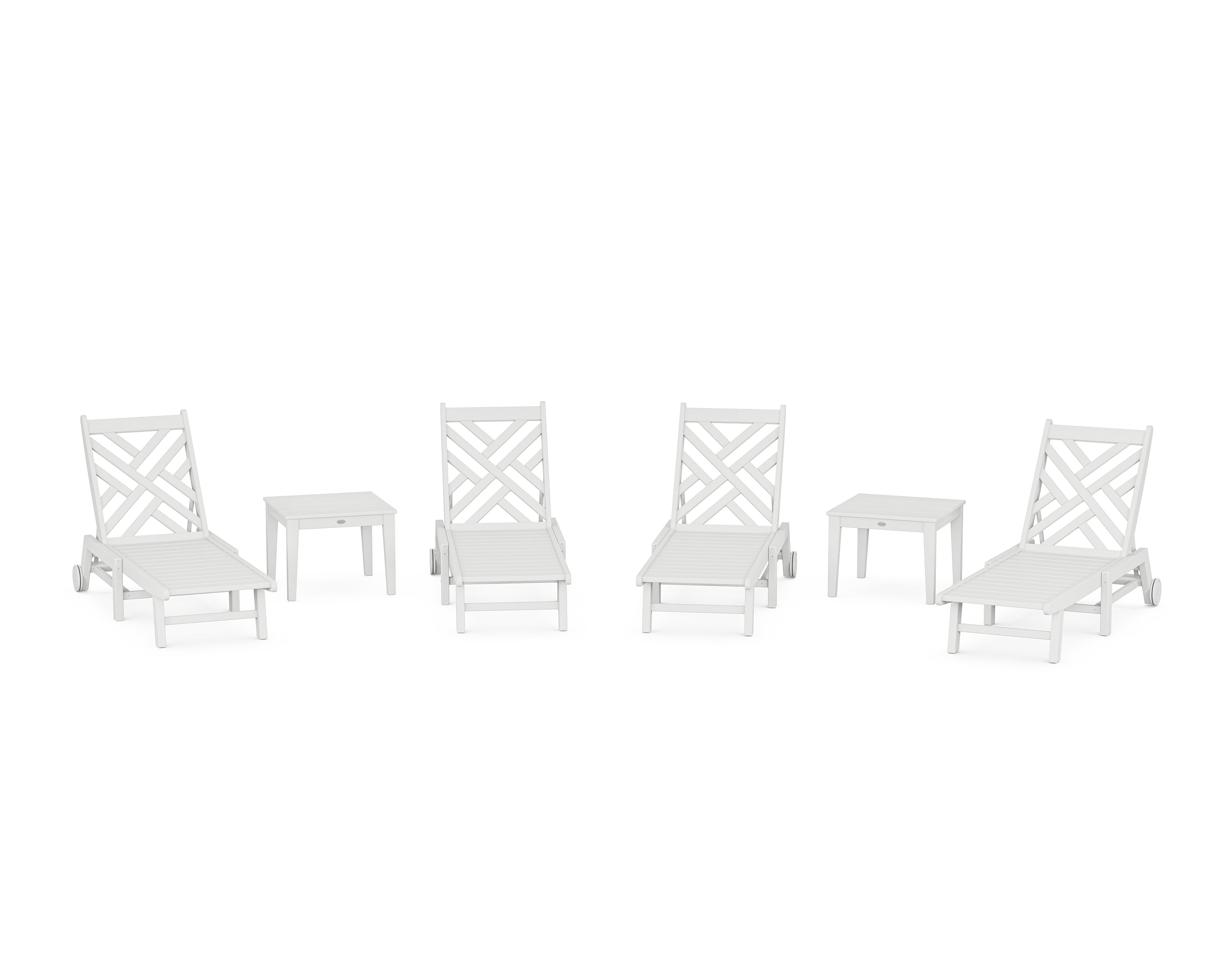 POLYWOOD® Chippendale 6-Piece Chaise Set with Wheels in White