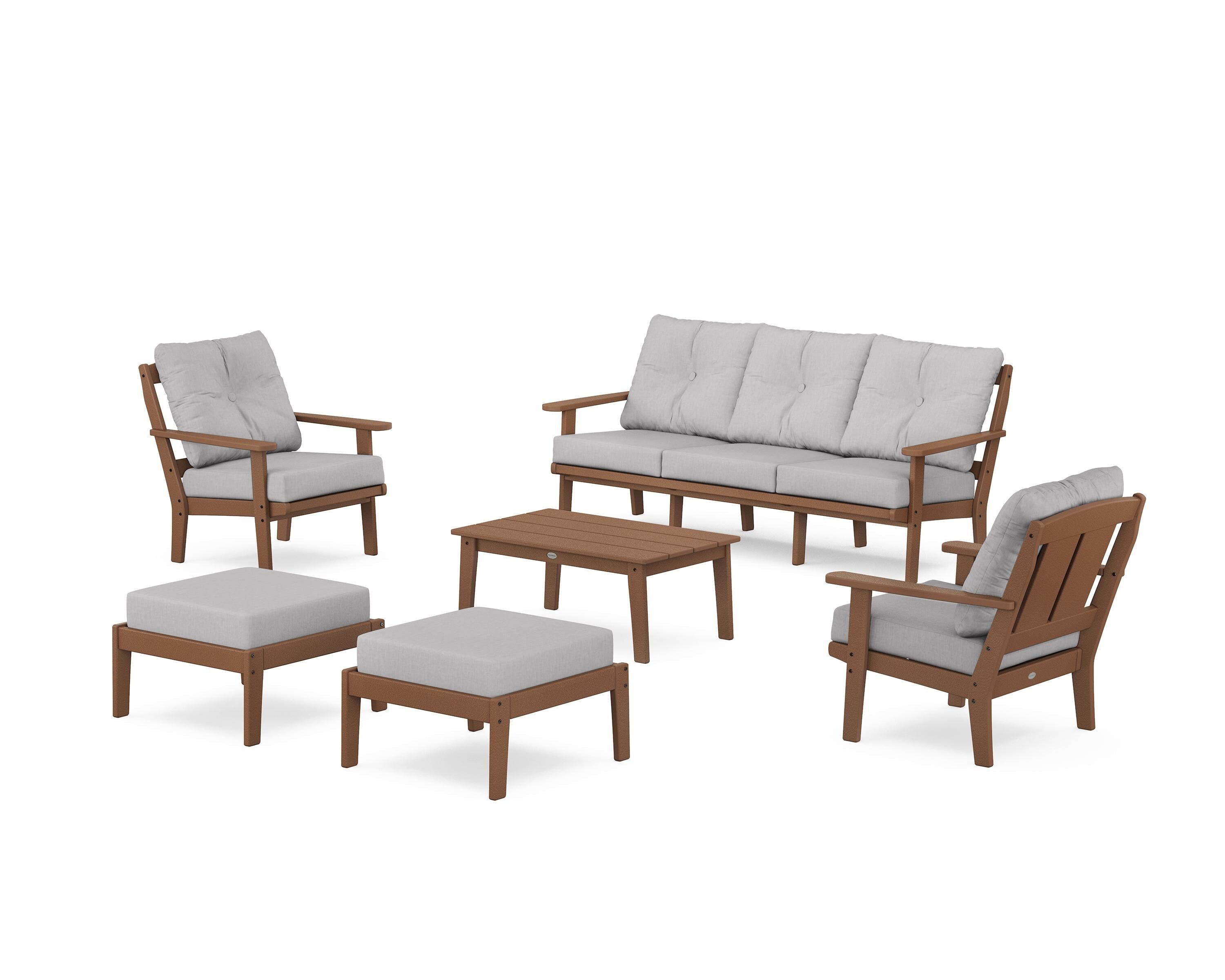 POLYWOOD® Mission 6-Piece Lounge Sofa Set in Teak / Granite