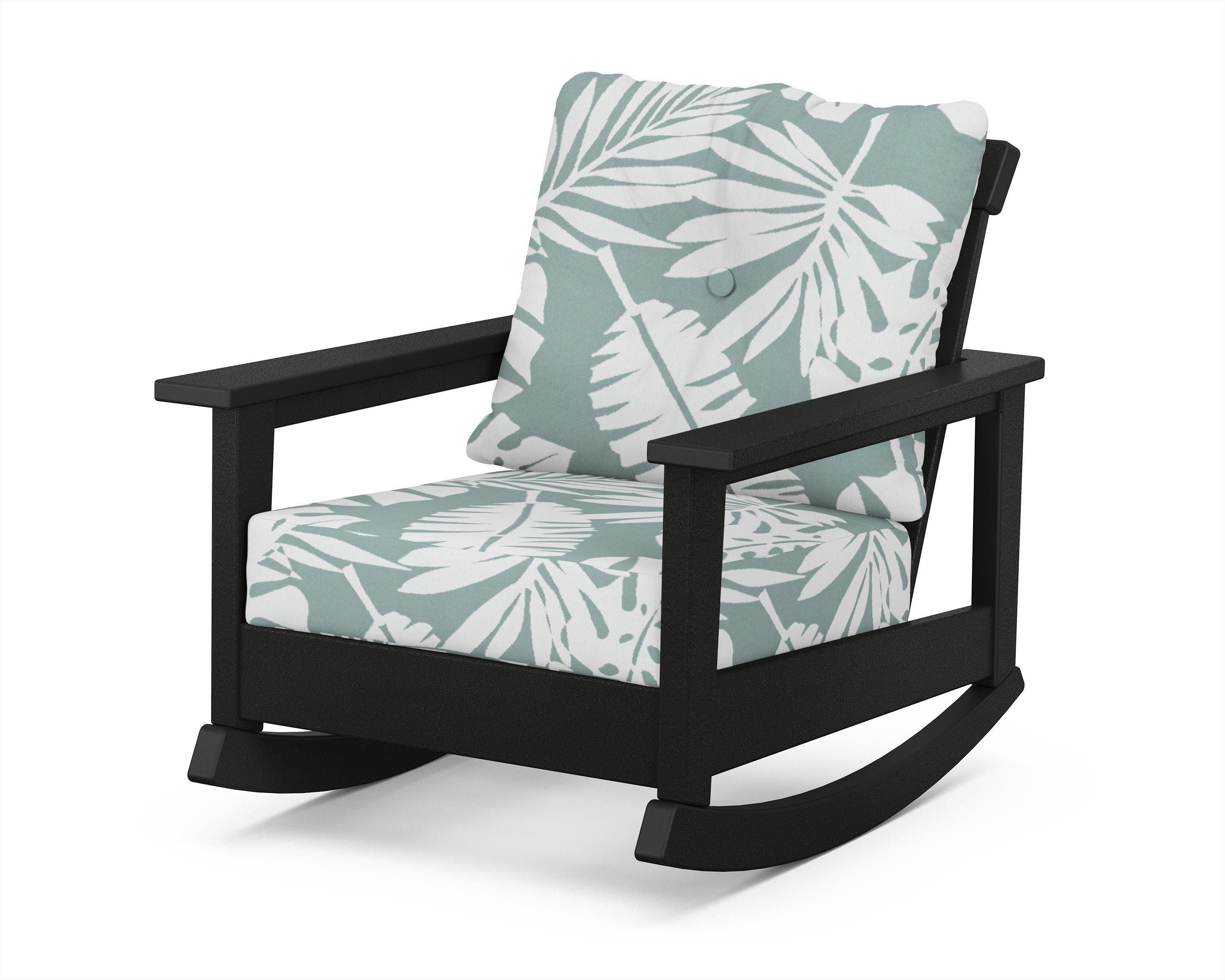 POLYWOOD® Prescott Deep Seating Rocking Chair in Black / Leaf Glacier Spa