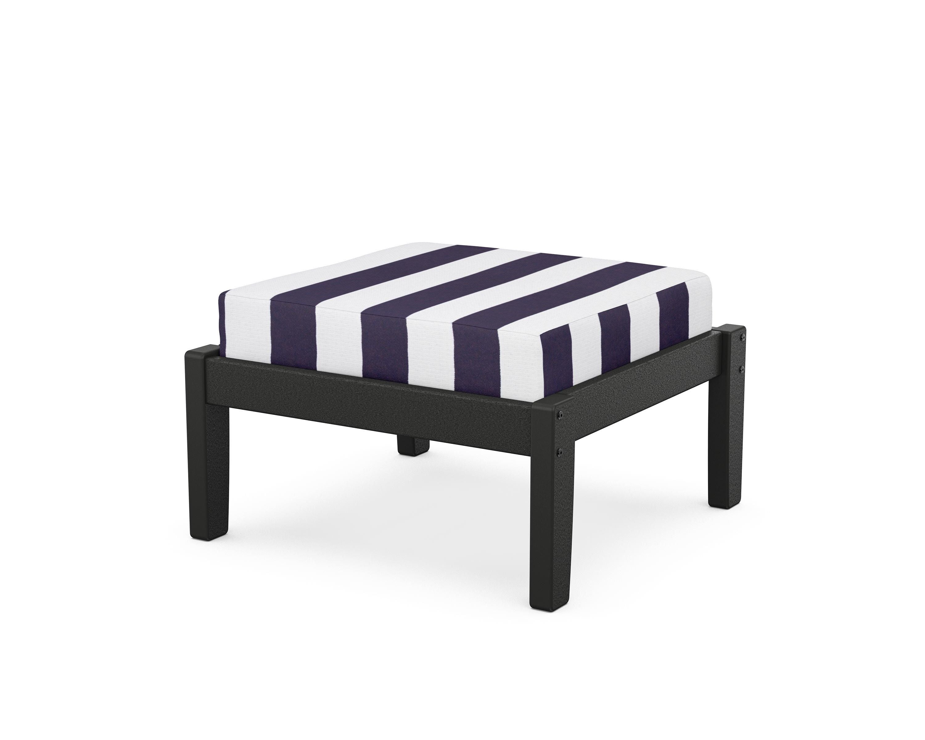 Unbranded Deep Seating Ottoman in Black / Cabana Stripe Navy