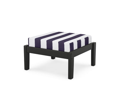 Unbranded Deep Seating Ottoman in Black / Cabana Stripe Navy