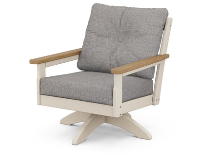 POLYWOOD® Vineyard Deep Seating Swivel Chair in Sand / Natural / Grey Mist