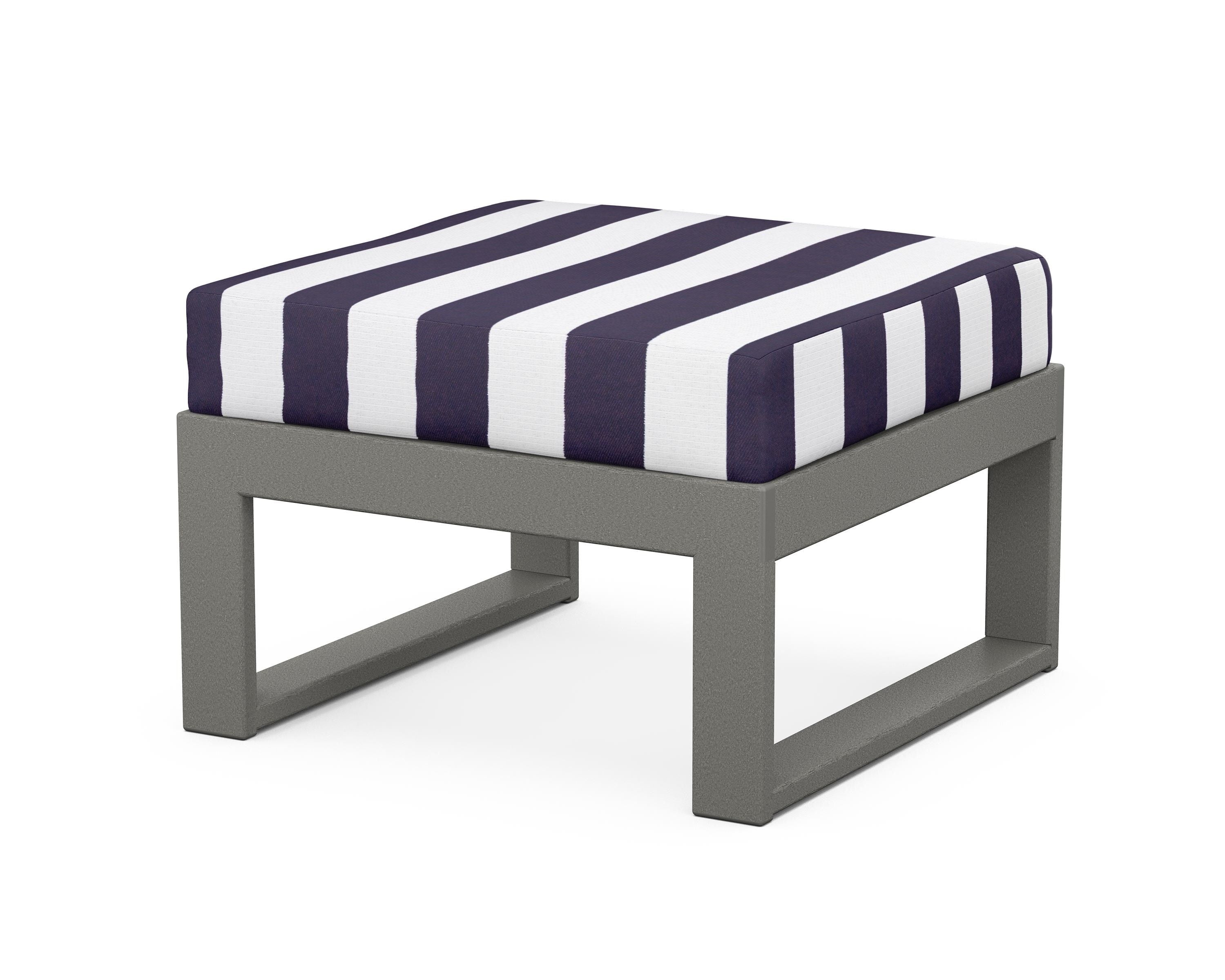 Unbranded Modular Ottoman - Modern in Slate Grey / Cabana Stripe Navy