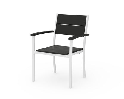 POLYWOOD® Main Street Stacking Dining Arm Chair in White / Black